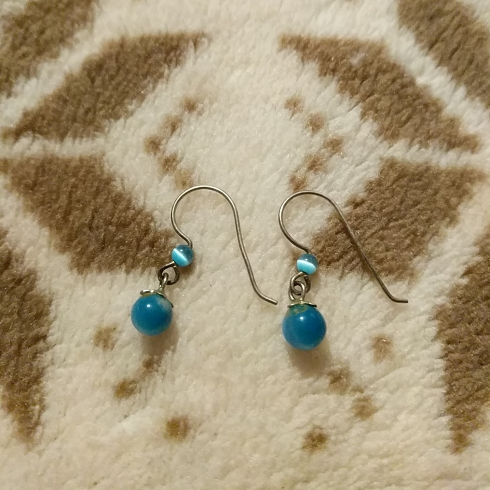 Blue hook earrings